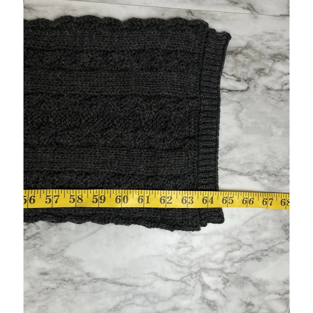 Aran Crafts Cable Knit Chunky 100% Wool Scarf Fisherman Ireland Winter Outdoor